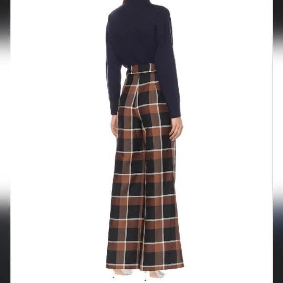 Staud Moon checked, wool blend wide leg trouser - Picture 3 of 4